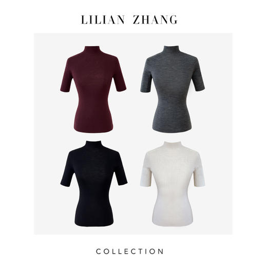LILIAN ZHANG 秋冬定制—扬子纱、半高领中袖羊毛套衫打底衫2408005 商品图0