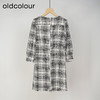 oldcolour秋冬款黑白格子连衣裙V领设计感气质中长裙GL32103842 商品缩略图1