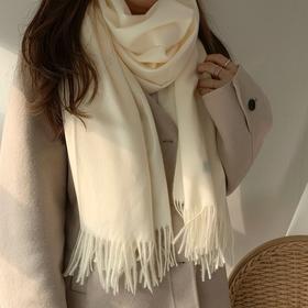 【冬季必备！羊毛羊绒围巾女】冬季纯色新款白色披肩围巾秋冬男士仿羊绒围巾，为你的衣橱增添时尚必备单品。ry
