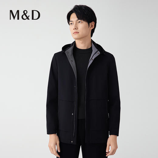 【名盾】立领连帽夹克，可拆卸帽设计，牛奶丝弹力面料，手感柔顺，简约大气M0CL91675B 商品图2