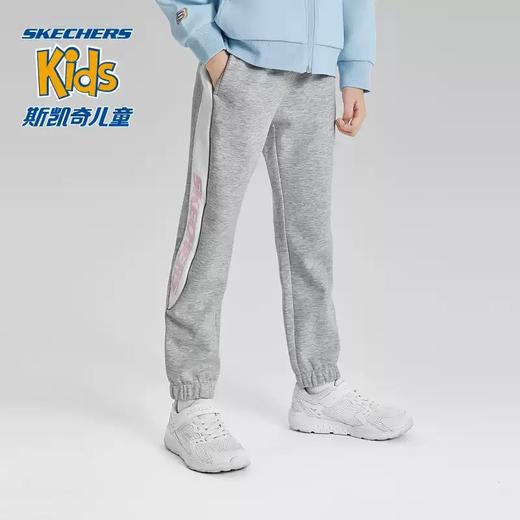 5折【自营】Skechers/斯凯奇  女童舒适休闲针织长裤春秋季校园复古风拼接运动裤 L323G011 商品图1