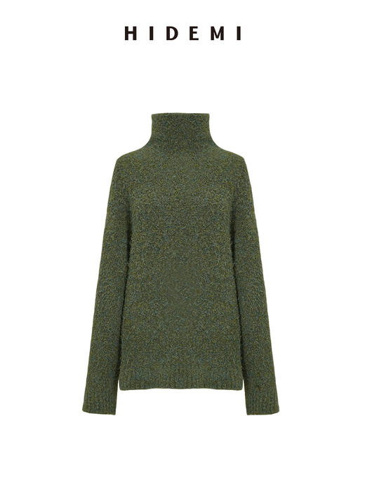 HIDEMI Snowman雪人系列加厚款粗针圈圈绒超保暖廓形高领大毛衣 摩卡棕/浅烟灰/橄榄军绿 商品图11