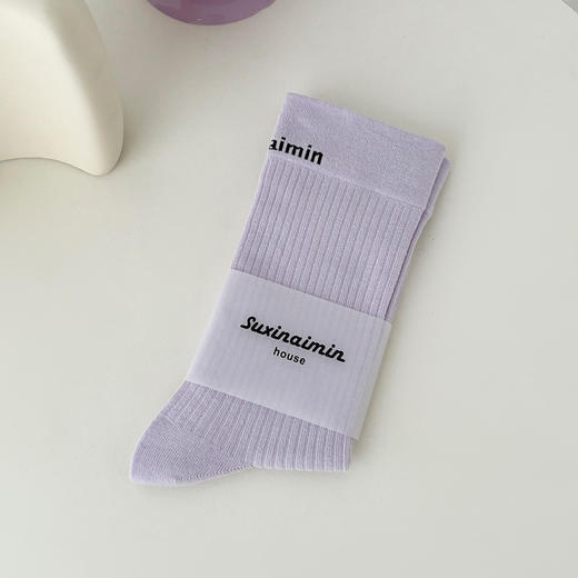 秋冬【纯色中筒袜】日系运动风字母长袜网红外穿 棉袜子ins潮 商品图6