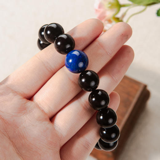 青金顶珠清代檀香紫檀家具老料制手串直径1.2cm 商品图5