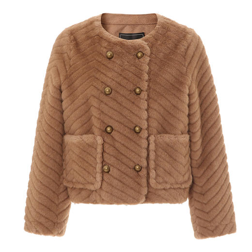 EITIE爱特爱气质双排扣显瘦毛绒短外套冬季新款D2403409 商品图5