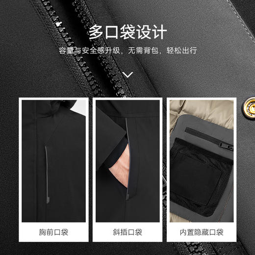十如仕梭织防水连帽保暖中长款羽绒外套-OW14-01 商品图11