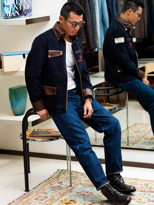 Chapal「Pebble Beach」藏蓝色帆布驾驶夹克 商品图9