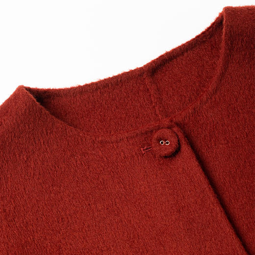 100%羊毛安哥拉红围巾款大衣 商品图6