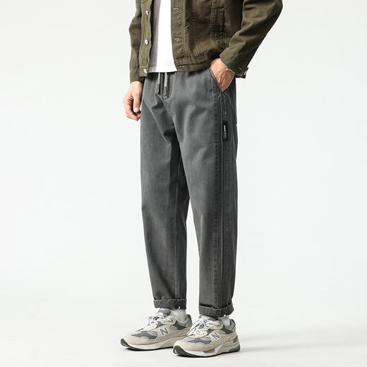【纯棉】【新款DQ】大依优型大码松紧腰直筒休闲长裤男舒适休闲简约百搭加肥加大男装潮款 商品图5