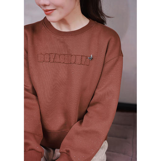 棉质圆领卫衣女秋冬季 设计感小众套头卫衣 商品图2