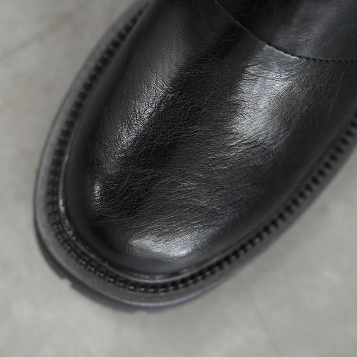 西遇复古骑士靴女新款秋冬英伦风马丁靴黑色长靴粗跟中筒靴子V0047802/V0034078 商品图5