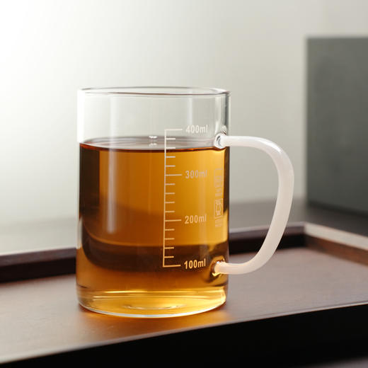 暗香疏影/松风杯/高硼硅耐热玻璃家用绿茶杯带刻度带把手泡茶喝水办公杯 商品图2