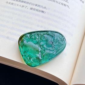 极品蓝绿碧玺 雕刻 30.97克