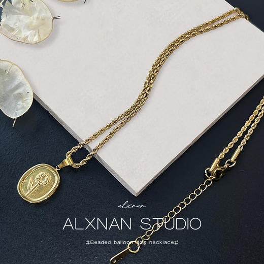 鹿鹿推荐 • 法式复古高级感向日葵麻花项链 毛衣链 商品图2