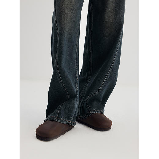 棉仓356619013-分割线阔腿牛仔裤 商品图3