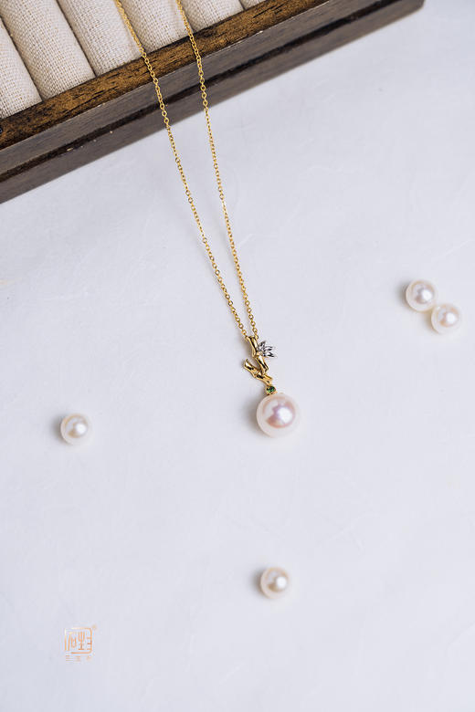 18K金竹韵精品珍珠吊坠 商品图3