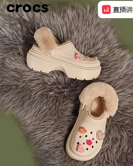 CROCS 水泥灰 雪屋暖棉Clog 208546-160 商品图1
