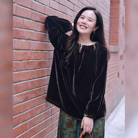 【福利清仓】新中式复古丝绒串珠上衣