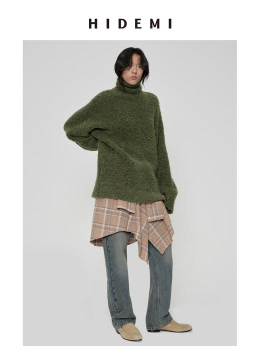 HIDEMI Snowman雪人系列加厚款粗针圈圈绒超保暖廓形高领大毛衣 摩卡棕/浅烟灰/橄榄军绿 商品图4