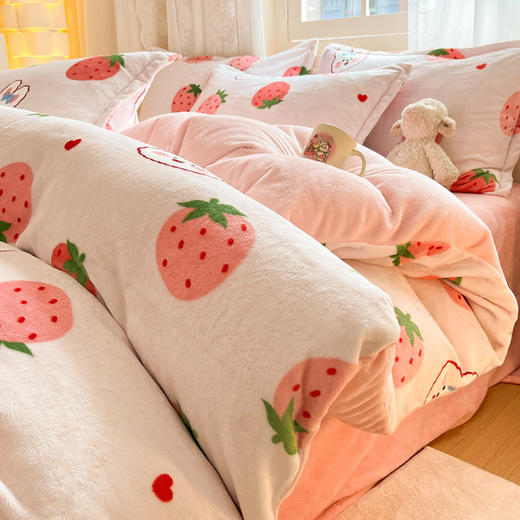 牛奶绒四件套小清新冬季保暖加厚珊瑚绒法莱绒被套床单三件套批发 商品图12