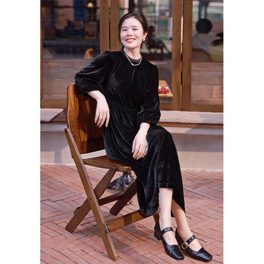 高级感 法式复古丝绒连衣裙 商品图1