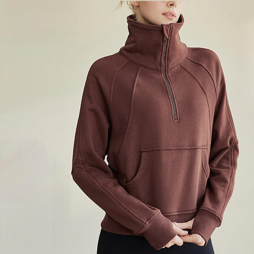 跃牌【健舞健美】系列 立领加厚保暖外穿套头半拉链长袖卫衣女上衣8893A 商品图0