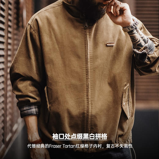 工装优选美式复古灯芯绒哈灵顿G9夹克阿美咔叽立领休闲外套男秋季 商品图3