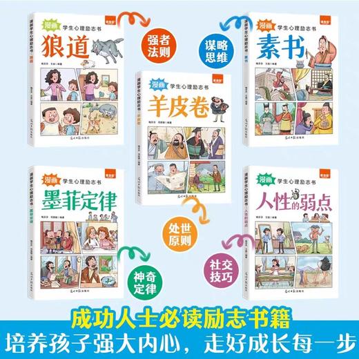 抖音同款】漫画学生心理励志书全5册狼道漫画版 正版原著墨菲定律羊皮卷素书儿童小学生课外阅读书籍少年冒险之旅狼之道朗道 商品图1