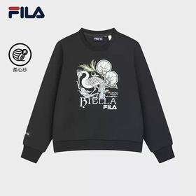 3件4折【自营】FILA/斐乐  ×V&A联名系列斐乐女子针织套头衫2024春季新款时尚刺绣卫衣 F11W418217FBK