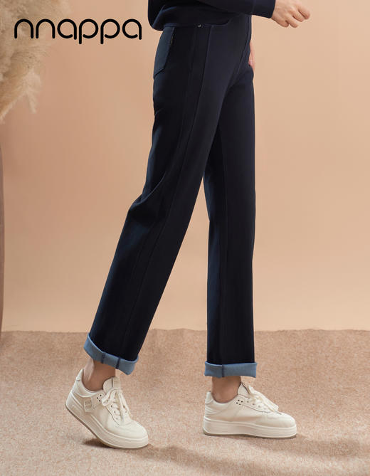 超细滑拼缝直筒牛仔裤PA29326 商品图1