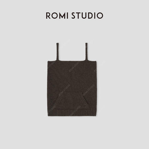 ROMI STUDIO“棕标甄选”5针*绵羊毛绒感一字领吊带背心432AM021 商品图0