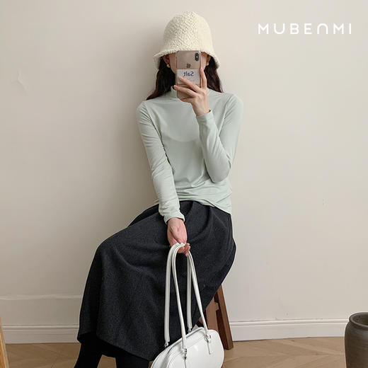 MUBENMI木本木米女士莫代尔轻暖肌底衣 | 轻盈保暖、不显臃肿、圆领/中领可选、秋冬打底性价比之选 商品图2