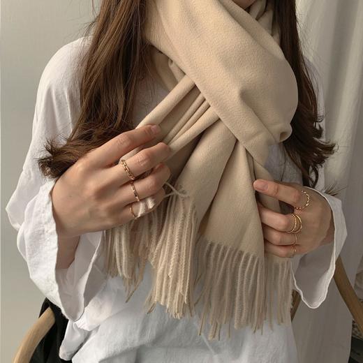 【冬季必备！羊毛羊绒围巾女】冬季纯色新款白色披肩围巾秋冬男士仿羊绒围巾，为你的衣橱增添时尚必备单品。ry 商品图1