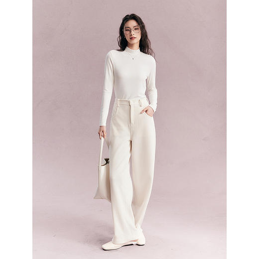 棉仓357618006-灯芯绒高腰拖地裤雪糕裤白色秋冬休闲裤 商品图2