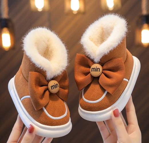 【宝宝时尚韩版蝴蝶结雪地靴】新款室内外出拖鞋女宝宝舒适加绒保暖棉鞋 商品图1
