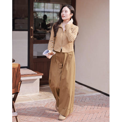 休闲显瘦老钱风 拉链设计针织双面短款卫衣 商品图4