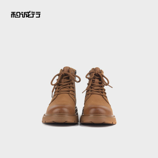 和诚行 2024秋冬新款时尚休闲系带男靴百搭厚底加绒马丁靴1050139 商品图2