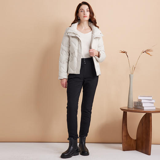 EITIE爱特爱立领防风保暖时尚纯色百搭显瘦短款羽绒服冬新款D2411407 商品图1