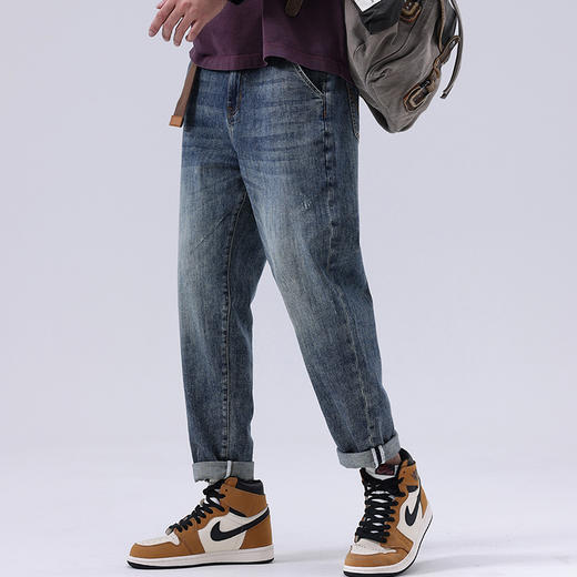 【新款DQ】大依优型大码小脚直筒牛仔裤长裤男舒适休闲简约百搭加肥加大男装潮款 商品图3