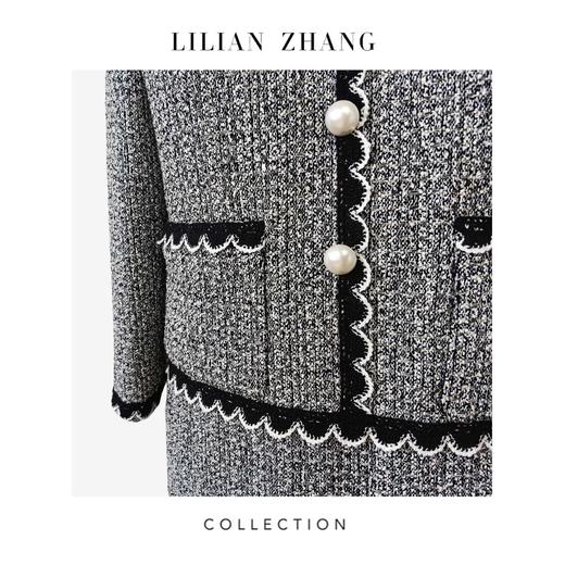 C定制—香氛佳人—轻奢风—法式嵌边小香A摆连衣裙  2401163 商品图4