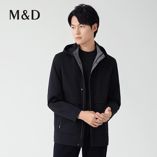 【名盾】立领连帽夹克，可拆卸帽设计，牛奶丝弹力面料，手感柔顺，简约大气M0CL91675B 商品图3