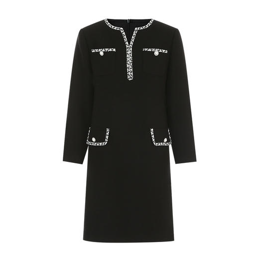 EITIE爱特爱冬季新款气质精致优雅V领小香风显瘦通勤连衣裙D2407407 商品图5