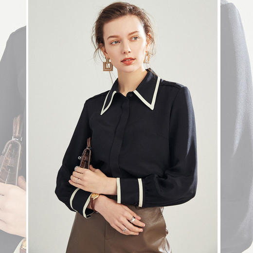 真丝衬衫女桑蚕丝衬衣2024春夏新款法式设计感小众系带长袖上衣 商品图2