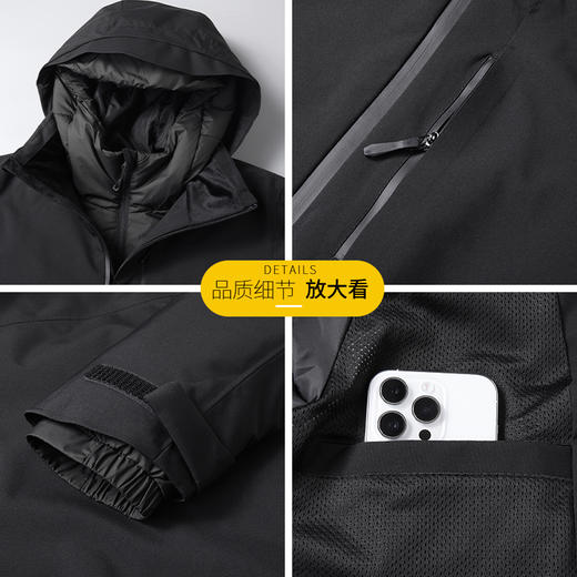 【三合一】【90白鸭绒】【新款DK】大依优型大码连帽羽绒服两件套外套90白鸭绒羽绒男宽松加肥加大码上衣男士胖子休闲商务 商品图11