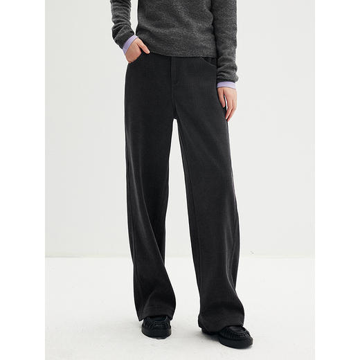 棉仓357618006-灯芯绒高腰拖地裤雪糕裤白色秋冬休闲裤 商品图1