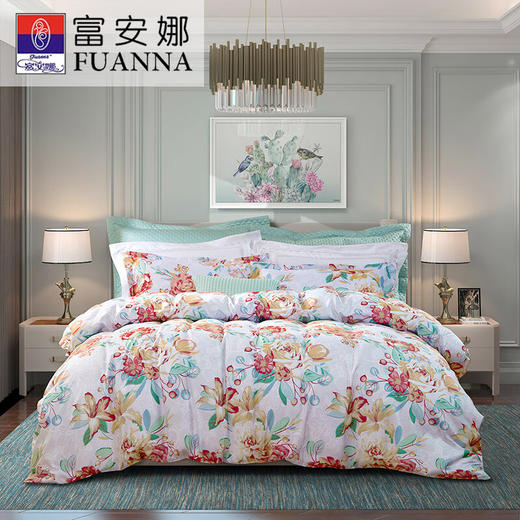 【2.0*2.2】富安娜（FUANNA）床上四件套秋冬磨毛套件保暖床品四件套-芳华初韵XHR 商品图0