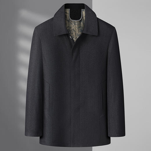 【新款DSZ】大依优型大码男装翻领行政夹克纽扣款中长款外套加肥加大休闲夹克胖子宽松外套上衣 商品图0