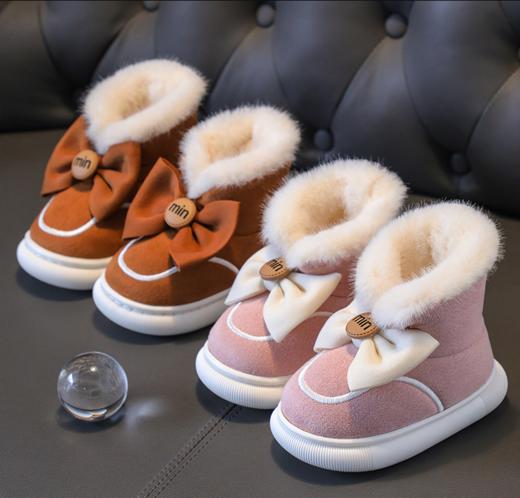 【宝宝时尚韩版蝴蝶结雪地靴】新款室内外出拖鞋女宝宝舒适加绒保暖棉鞋 商品图2