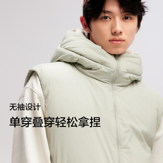 森马羽绒马甲男三防外套宽松连帽冬新款叠穿纯色百搭无袖上衣 商品图2
