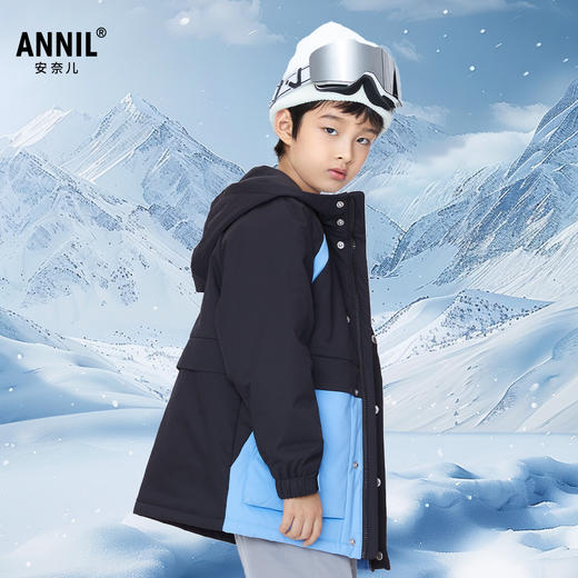 【实体店同款】男童时尚拼色中长款棉衣安奈儿童装AB345578 商品图1
